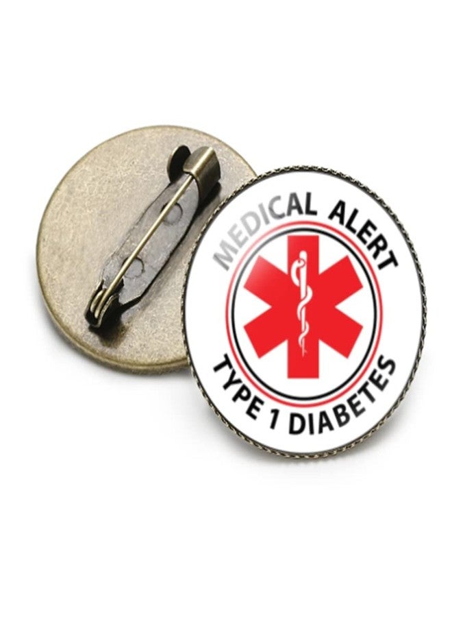 vmcoatdu Round 1 Inch Emergency Medical Technicians EMT Medical Alert Type Diabetes Pin Brooch Metal and Glass Revivalism Style Souvenir Badge Brooch for Hat Clothes Backpack (Color 4) - Image 5